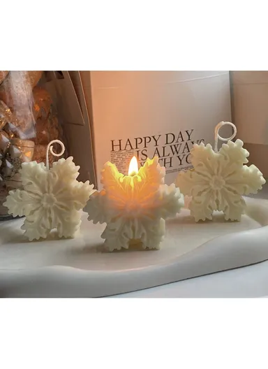 Decorative Scented Snow Candle For Relaxation (L6 x W6 x H2.5)cm - Purple