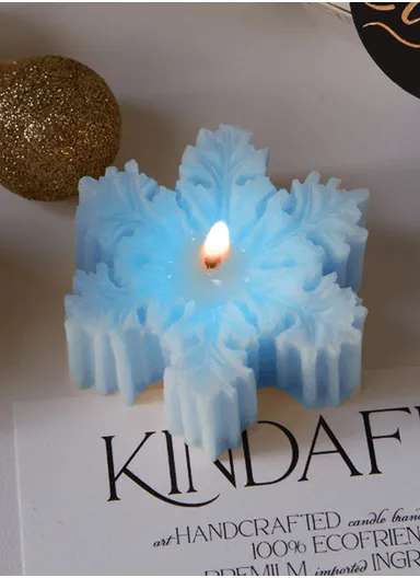Decorative Scented Snow Candle For Relaxation (L6 x W6 x H2.5)cm - Blue