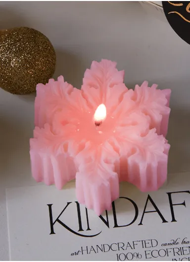 Decorative Scented Snow Candle For Relaxation (L6 x W6 x H2.5)cm - Pink
