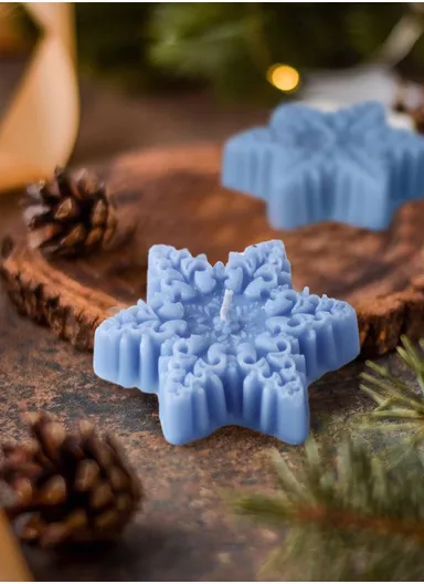Decorative Scented Snow Candle For Relaxation (L8.5 x W8.5 x H2)cm - Blue