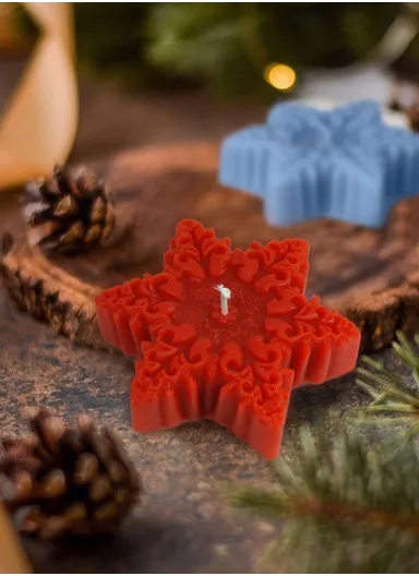 Decorative Scented Snow Candle For Relaxation (L8.5 x W8.5 x H2)cm - Red