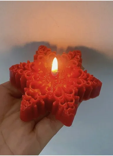 Decorative Scented Snow Candle For Relaxation (L8.5 x W8.5 x H2)cm - Red