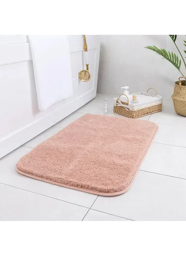 50x80cm Polyester Soft Shaggy Anti-Skid Bath Mats For Bathroom, Bedroom - Pink