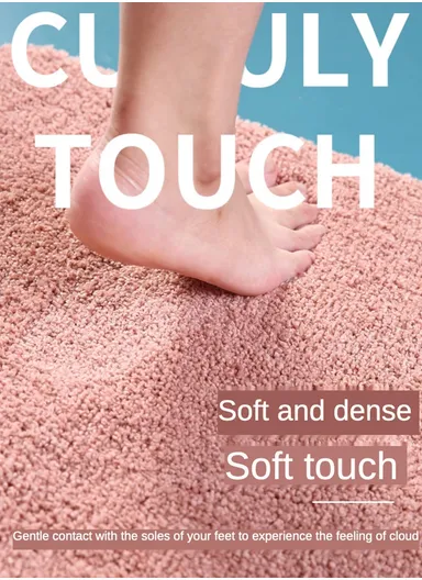 50x80cm Polyester Soft Shaggy Anti-Skid Bath Mats For Bathroom, Bedroom - Pink