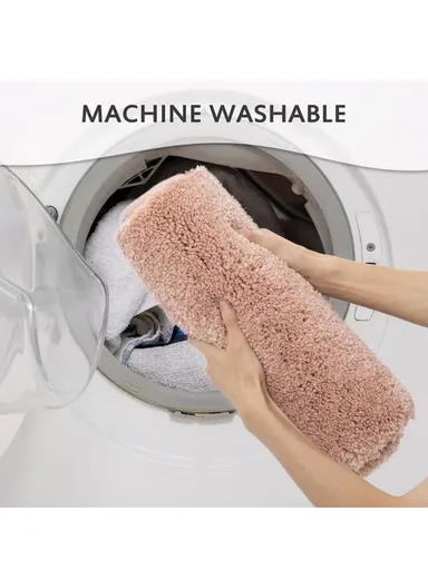 50x80cm Polyester Soft Shaggy Anti-Skid Bath Mats For Bathroom, Bedroom - Pink