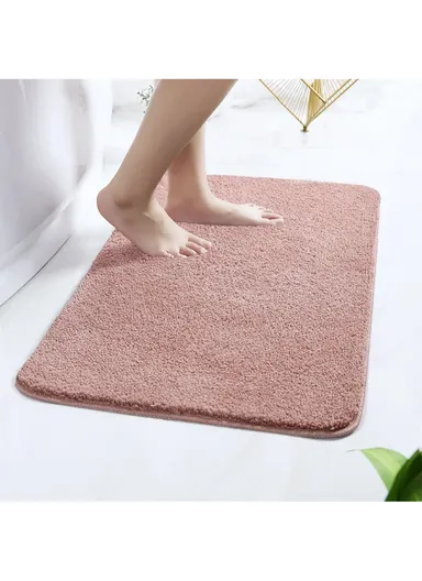 50x80cm Polyester Soft Shaggy Anti-Skid Bath Mats For Bathroom, Bedroom - Pink