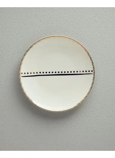 Modern Detail Bone China Cake Plate 21 cm Black