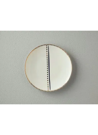 Modern Detail Bone China Cake Plate 21 cm Black