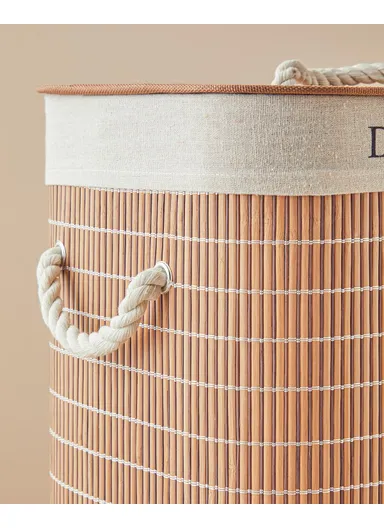 Urbann Bamboo Foldable 2 Compartment Laundry Basket 40x30x60 cm Brown