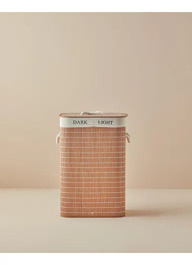 Urbann Bamboo Foldable 2 Compartment Laundry Basket 40x30x60 cm Brown