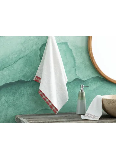 Cozy Plaid Cotton Checkered Face Towel 50x80 cm Ecru