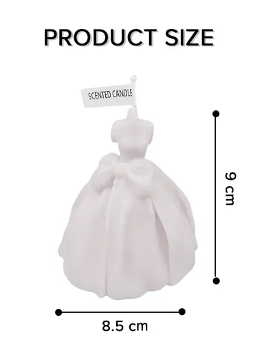 Decorative Scented Wedding Dress Candle For Relaxation, Suvenier &amp; Home Decoration (D8.5 x H9)cm - White