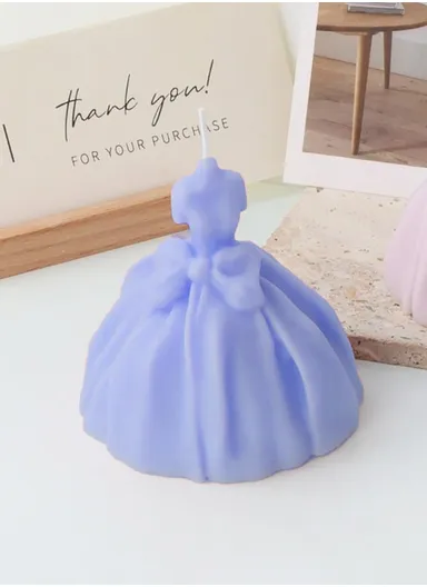 Decorative Scented Wedding Dress Candle For Relaxation, Suvenier &amp; Home Decoration (D8.5 x H9)cm - Purple