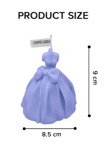 Decorative Scented Wedding Dress Candle For Relaxation, Suvenier &amp; Home Decoration (D8.5 x H9)cm - Purple