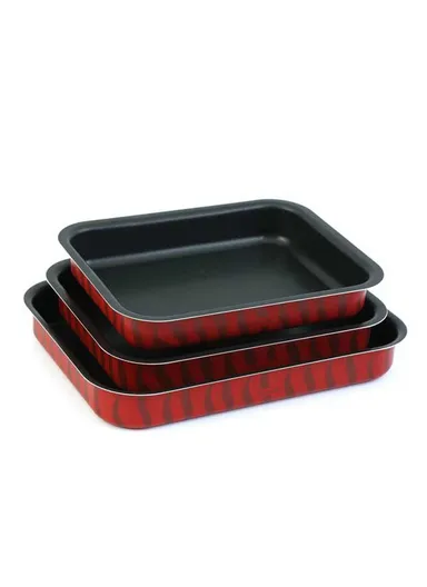 3Pcs Aluminium Tempo Flame Non-Stick Coating Oven Trays Set J5715482