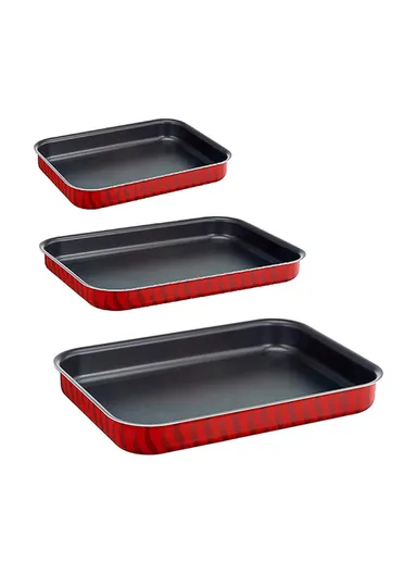 3Pcs Aluminium Tempo Flame Non-Stick Coating Oven Trays Set J5715482