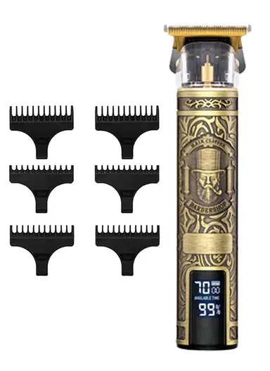 1200 mAh 2.5W Retro Design carbon Steel Cutter Professional Cordless Hair Trimmer With 6 Limiting Combs SF-9610 (L15 x W4) cm - Style 3