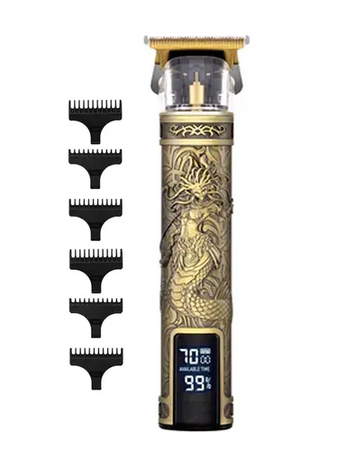 1200 mAh 2.5W Retro Design carbon Steel Cutter Professional Cordless Hair Trimmer With 6 Limiting Combs SF-9610 (L15 x W4) cm - Style 4