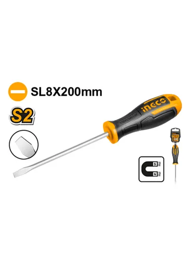 S2 8x200mm Slotted Flat Head Screwdriver HS688200