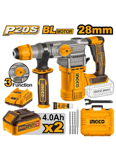 20V 28mm Cordless Rotary Hammer With 2 4Ah Batteries &amp; Charger CRHLI202882