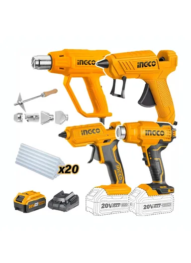 4Pcs Heat &amp; Silicone Guns Set With 2 4Ah Battery Packs COSLI23021