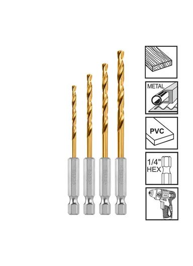 4Pcs HSS Twist Drill Bit Set AKD1401