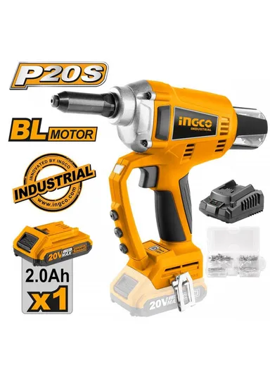 Cordless Rivet Tool With 100Pcs Rivets 2.0Ah Battery Pack &amp; Charger CRTLI20051