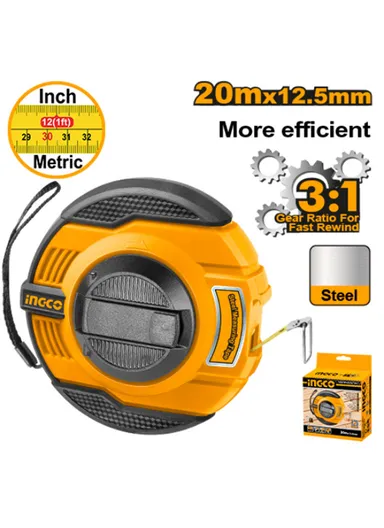 20mx12.5mm Steel Measuring Tape With Metric &amp; Inch HSMT8420