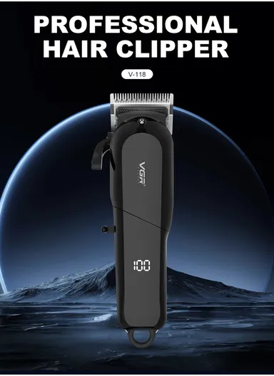 5W 2000mAh USB Corded &amp; Cordless Digital Display Professional Hair Clipper With Long Comb &amp; Attachments VGR V-118