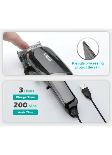 5W 2000mAh USB Corded &amp; Cordless Digital Display Professional Hair Clipper With Long Comb &amp; Attachments VGR V-118