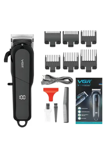 5W 2000mAh USB Corded &amp; Cordless Digital Display Professional Hair Clipper With Long Comb &amp; Attachments VGR V-118