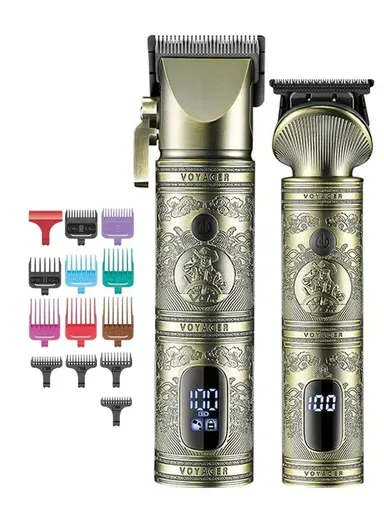 5W 2000mAh/1200mAh 2Pcs USB Corded &amp; Cordless Digital Display 15 in 1 Professional Hair Clipper &amp; Trimmer Set V-670