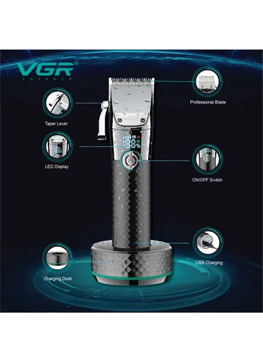 Waterproof 4-Speed Professional Hair Clipper With Base V-682