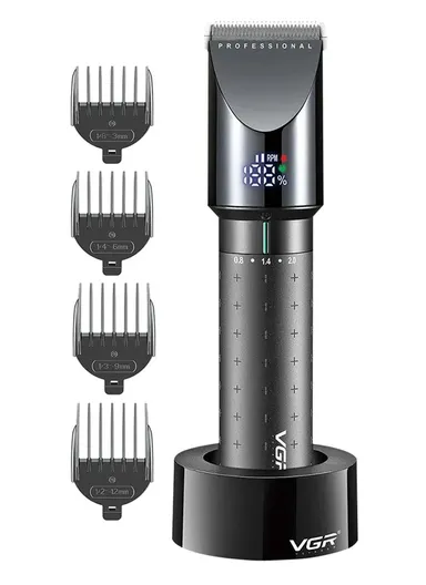 2500mAh Corded &amp; Cordless Ceramic Blades USB Digital Display Professional Hair Clipper With Charging Base V-698