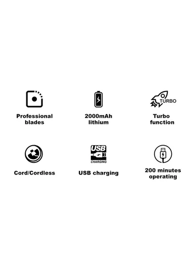 2500mAh Corded &amp; Cordless Ceramic Blades USB Digital Display Professional Hair Clipper With Charging Base V-698