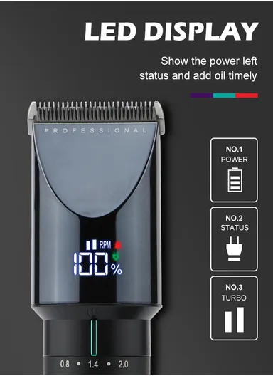 2500mAh Corded &amp; Cordless Ceramic Blades USB Digital Display Professional Hair Clipper With Charging Base V-698