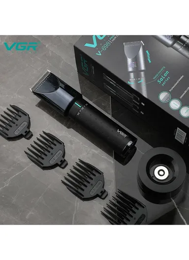 2500mAh Corded &amp; Cordless Ceramic Blades USB Digital Display Professional Hair Clipper With Charging Base V-698