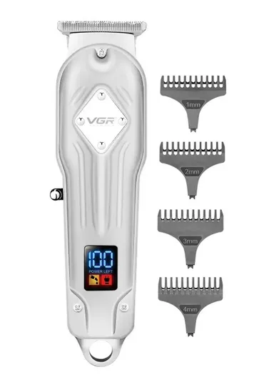 3W 1200mAh Corded &amp; Cordless USB Digital Display Professional Hair Trimmer -261 - Silver