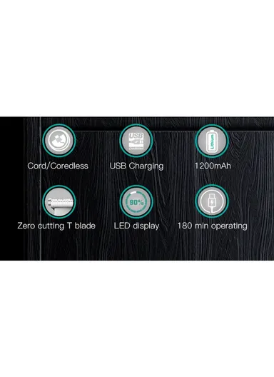 3W 1200mAh Corded &amp; Cordless USB Digital Display Professional Hair Trimmer -261 - Silver