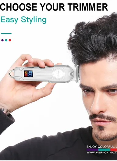 3W 1200mAh Corded &amp; Cordless USB Digital Display Professional Hair Trimmer -261 - Silver
