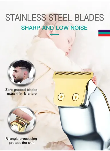 3W 1200mAh Corded &amp; Cordless USB Digital Display Professional Hair Trimmer -261 - Silver