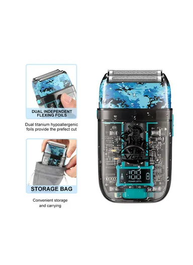 3-In 1 Clipper, Trimmer &amp; Shaver Cord &amp; Cordless Professional Blue Marine Beard Combo Set With LED Display &amp; Accessories V-645