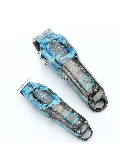 3-In 1 Clipper, Trimmer &amp; Shaver Cord &amp; Cordless Professional Blue Marine Beard Combo Set With LED Display &amp; Accessories V-645