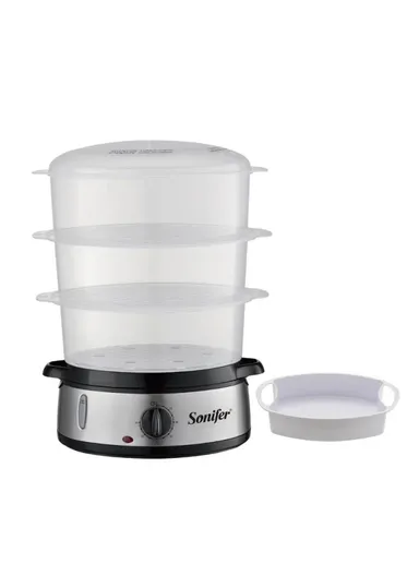 800W 9.0L 3X Layers Food Steamer With 1.3L Water Tank, 60 Minutes Timer &amp; Water Level Indicator SF-4030