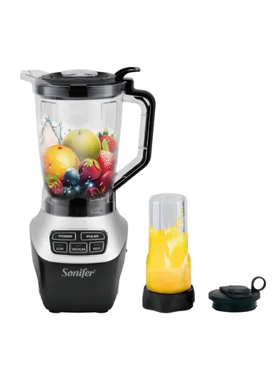 1500W 2-IN-1 Tabletop Blender With Thermostat Control 3-Speed Electric Blender With 1.8L Plastic Jar &amp; 700 ML Personal Sports Cup SF-8128