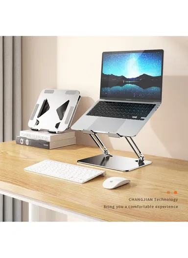 Carbon Steel &amp; Non-Slip Silicone Rubber Laptop Holder Cooler For Up To 17'' Laptops C31 CEF024 (L4.5 x W22.6 x H26.6)cm - Silver