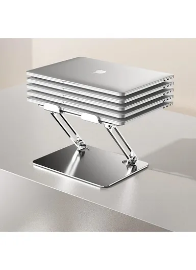 Carbon Steel &amp; Non-Slip Silicone Rubber Laptop Holder Cooler For Up To 17'' Laptops C31 CEF024 (L4.5 x W22.6 x H26.6)cm - Silver