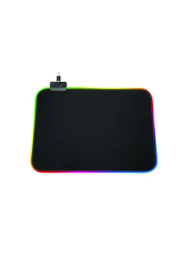 Gaming Mouse Pad Non-Slip Rubber Base With RGB Lights 7 Colors RS02 P410 (L25 x W35 x H0.3)cm - Black