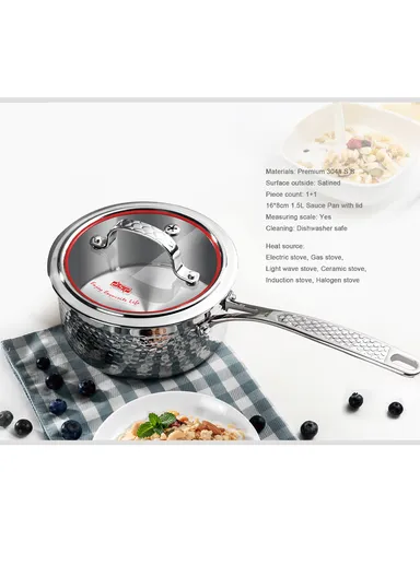 5Pcs 24CM Casserole + 16CM Saucepan + 24CM Frypan Stainless Steel Cookware Set CA004-S01