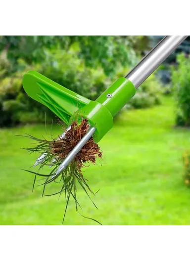 Long Handle Garden Weeder Outdoor Lawn Root Weeding Hand Tool Yard Grass Root Puller Tool 1046A (L100 xW22)cm - Green